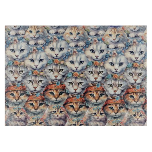 Planche À Découper Le chat fait face au Motif Hexagon (Devant)