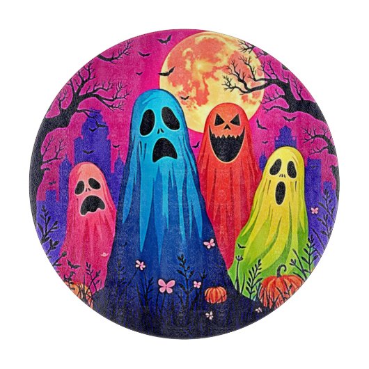 Planche À Découper Le design de la fête d'Halloween de Neon Ghosts (Devant)