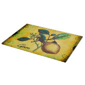 Planche À Découper Le fruit de citron fleurit le cru de feuille (Coin)