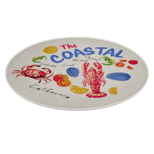 Planche À Découper Le Marché de Fruits de Mer Côtiers (Coin)