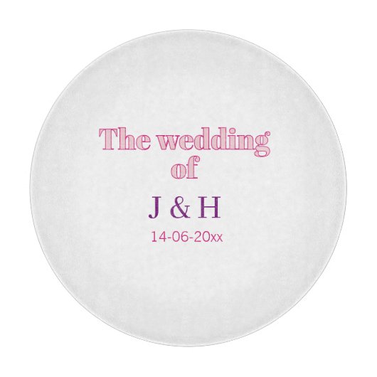 Planche À Découper Le mariage du couple nom initiale lettre date (Devant)