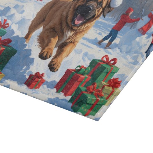 Planche À Découper Le Mastiff tibétain coule en neige avec le Casquet (Coin)
