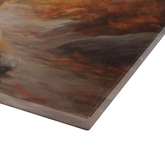 Planche À Découper Le Mastiff tibétain en automne les feuilles automn (Coin)