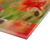 Planche À Découper Le pavot rouge de pavots fleurit le ciel bleu (Coin)