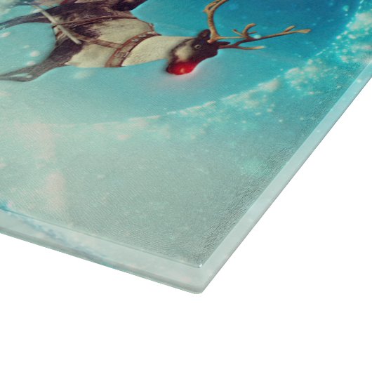 Planche À Découper Le Père Noël vole avec un renne (Coin)