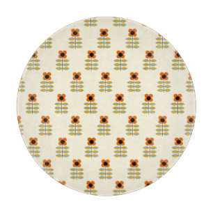 Planche À Découper Le Scandinave a inspiré le motif floral orange