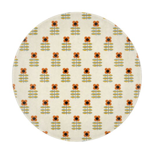 Planche À Découper Le Scandinave a inspiré le motif floral orange (Devant)
