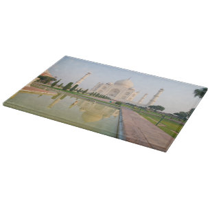 Planche À Découper Le Taj Mahal paisible et calme au lever du soleil,