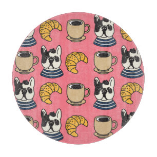 Planche À Découper Le taurin français, le café, le thème croissant.