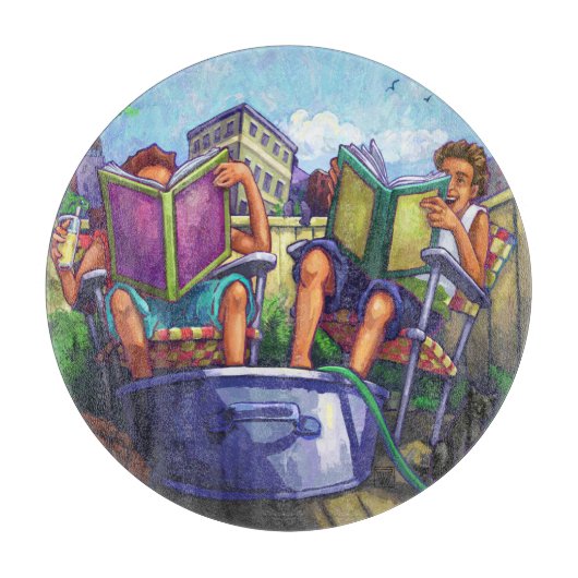 Planche À Découper Lecture en été (Devant)