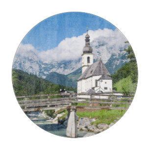 Planche À Découper L'église paroissiale de Ramsau en Bavière, Allemag