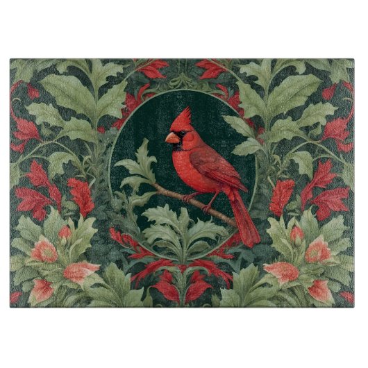 Planche À Découper L'Élégant Cardinal du Nord William Morris Inspiré (Devant)