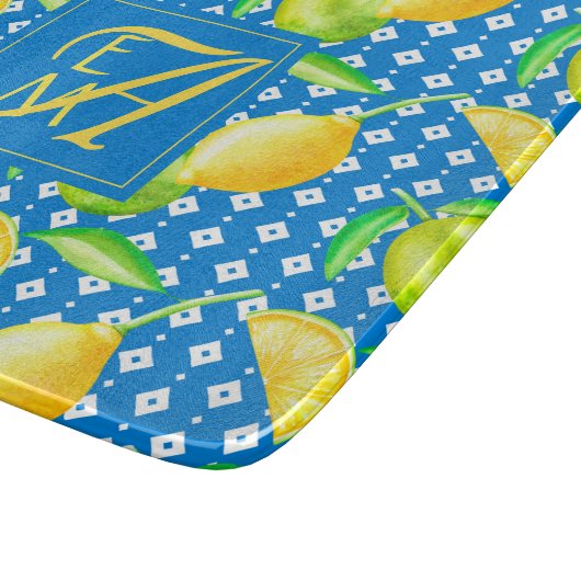Planche À Découper Lemon Tree Ocean Blue MONOGRAM (Coin)