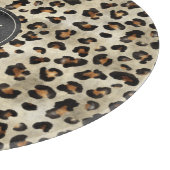 Planche À Découper Leopard Animal Print With Black Faux Foil Monogram (Coin)