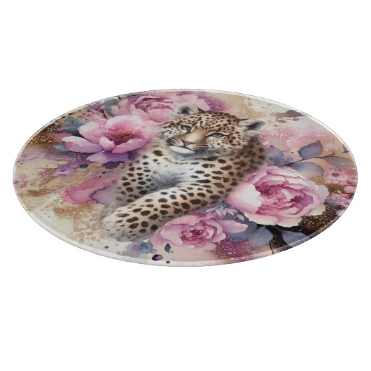 Planche À Découper Leopard Cub et Rose Cutboard (Coin)