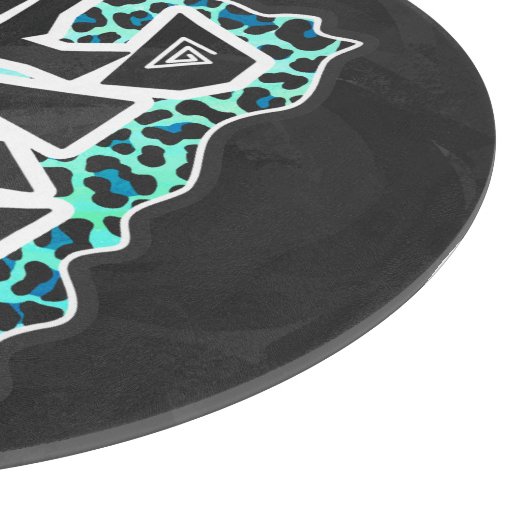 Planche À Découper Léopard noir et Turquoise (Coin)