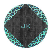 Planche À Découper Léopard noir et Turquoise (Devant)