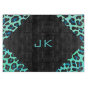 Planche À Découper Léopard noir et Turquoise (Devant)