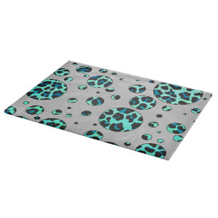 Planche À Découper Léopard noir et Turquoise
