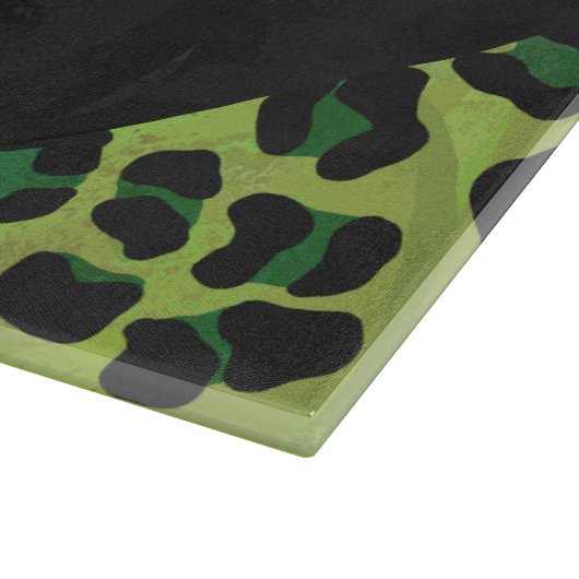 Planche À Découper Léopard noir et vert avec Monogramme (Coin)