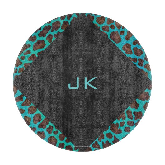 Planche À Découper Léopard Turquoise et Brown (Devant)