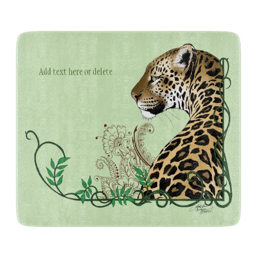Planche À Découper Leopard Wild Cat Green Henna (Devant)