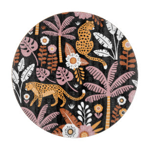 Planche À Découper Leopards Palms Vintage Motif sans couture