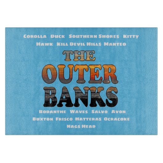 Planche À Découper Les Banques Extérieures Sunrise Texte Et Villes (Devant)