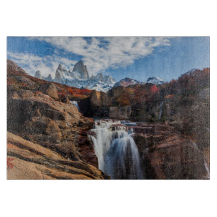 Planche À Découper Les cascades Fitz Roy Mountain, Argentine