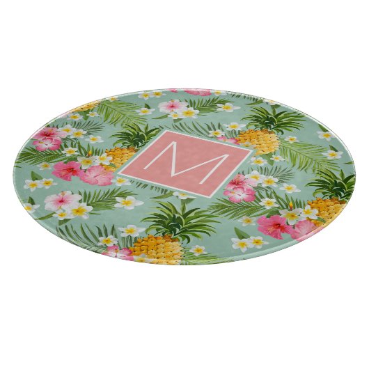 Planche À Découper Les fleurs et les ananas tropicaux | ajoutent (Coin)