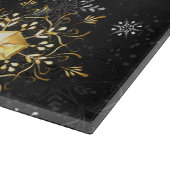 Planche À Découper Les flocons dorés de Noël sur l'Arrière - plan noi (Coin)