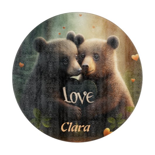 Planche À Découper Les mignons ours en amour se serrant dans leurs br (Devant)