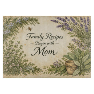 Planche À Découper Les recettes de famille commencent avec maman