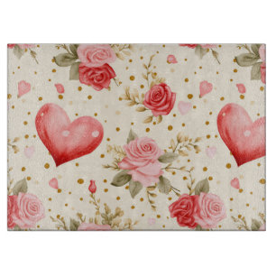 Planche À Découper Les roses et les coeurs roses et rouges de Valenti