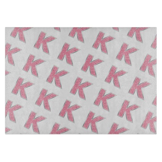Planche À Découper Lettre K en strass rose (Devant)
