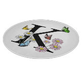 Planche À Découper Lettre K Floral Aquarelle Papillon Monogramme (Coin)