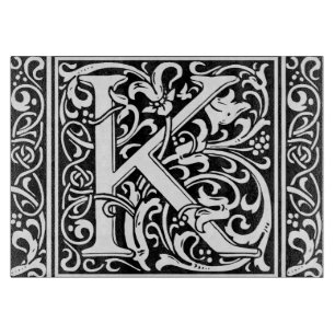 Planche À Découper Lettre K Monogramme Art Nouveau Médiéval