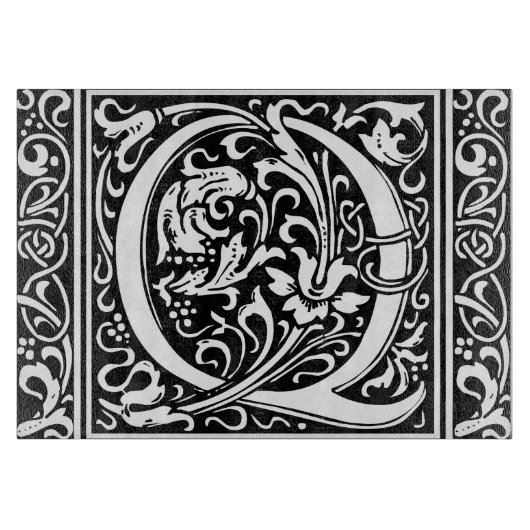 Planche À Découper Lettre Q Monogramme médiéval Art Nouveau (Devant)