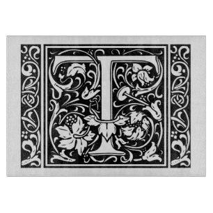 Planche À Découper Lettre T Monogramme Art Nouveau Médiéval