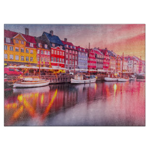 Planche À Découper Lever de soleil à Copenhague Nyhavn, Danemark