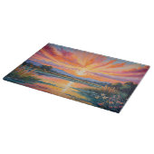 Planche À Découper Lever de soleil à l'aquarelle de l'étang (Coin)