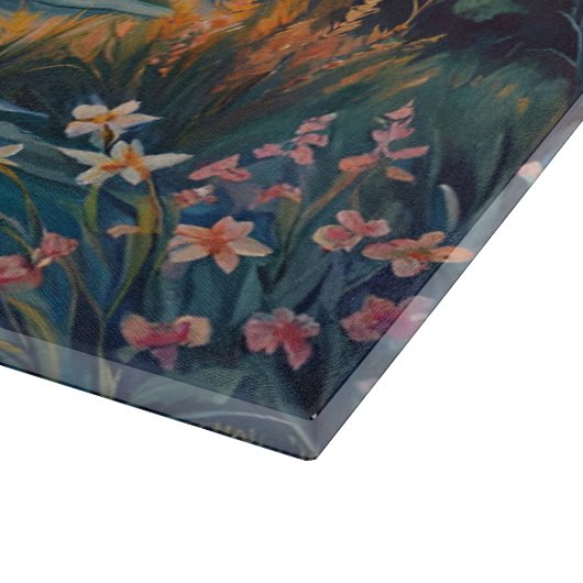 Planche À Découper Lever de soleil à l'aquarelle de l'étang (Coin)