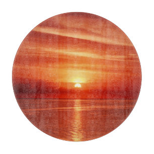 Planche À Découper Lever de soleil coloré en mer, nuages spectaculair