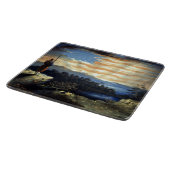 Planche À Découper Lever du soleil céleste du drapeau américain dans  (Coin)