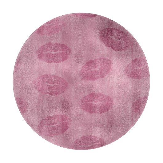 Planche À Découper Lèvres en verre rose (Devant)