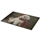Planche À Découper Lhasa Apso Chien dans Noël de neige (Coin)