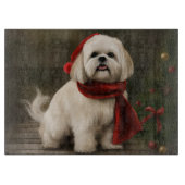 Planche À Découper Lhasa Apso Chien dans Noël de neige (Devant)
