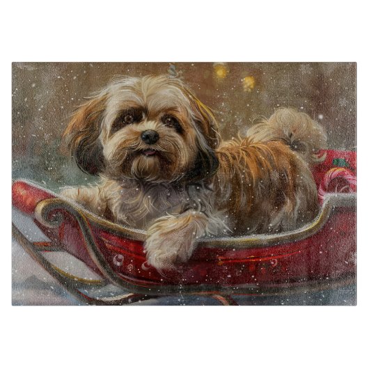 Planche À Découper Lhasa Apso Chien Fête de Noël (Devant)
