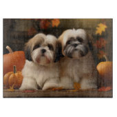 Planche À Découper Lhasa Apso Chiot Automne Citrouille de plaisir (Devant)