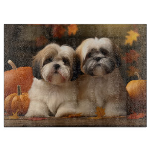 Planche À Découper Lhasa Apso Chiot Automne Citrouille de plaisir